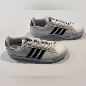 adidas White Sneakers with Black Stripes - Low-Top Casual